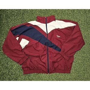 Vintage Reebok Jacket Mens XXL Maroon Blue White Track Full Zip Windbreaker 90s